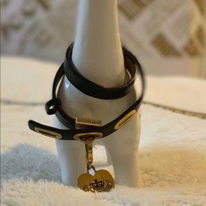 Black leather wraparound bracelet